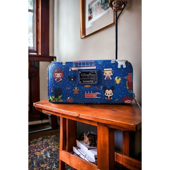 2022 Disney Parks. Loungefly Collage Icons Attractions Wallet. - Picture 1 of 5